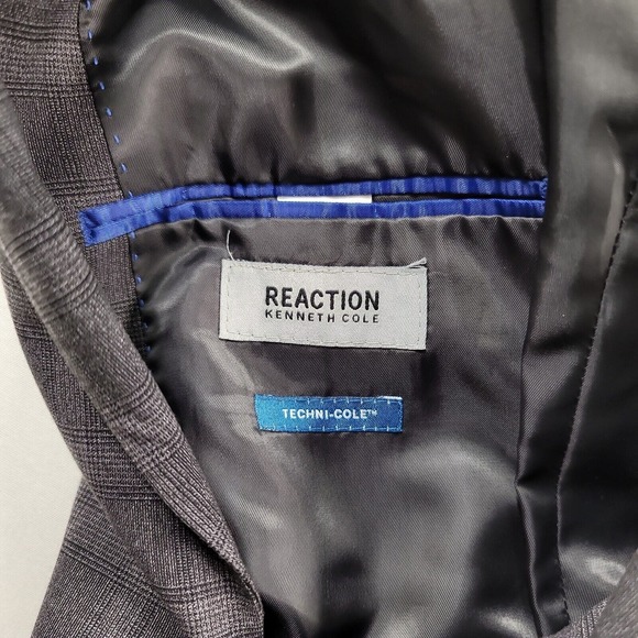 Kenneth Cole Grey Windowpane Plaid Suit Jacket Mens 38R‎ 38 Glen Plaid - Picture 10 of 11